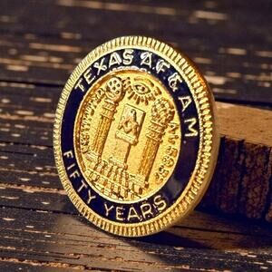 VTG Masonic Pin Grand Lodge Texas A.F. & A.M. Masons 50 yrs 10k Plate